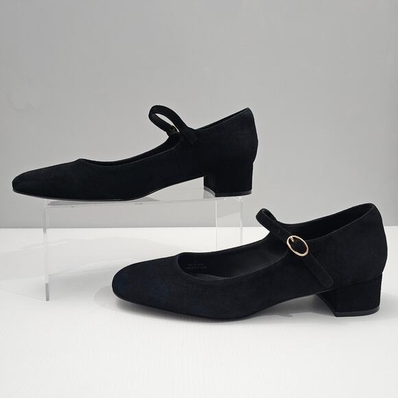 NEW Jeffrey Campbell Top Tier Mary Jane Heel Womens 10 Black Suede Classic Pump - Picture 2 of 13